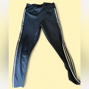 Adidas Black and White Leggings with Signature Stripes